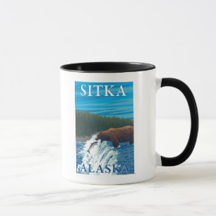 Caneca Pesca do Urso no Rio Sitka, no Alasca