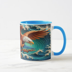 Caneca Pesca majestosa da águia numa onda 36x24