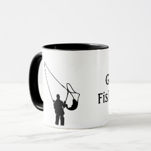 Caneca Pesca - Silhueta de Alguém Pescando 