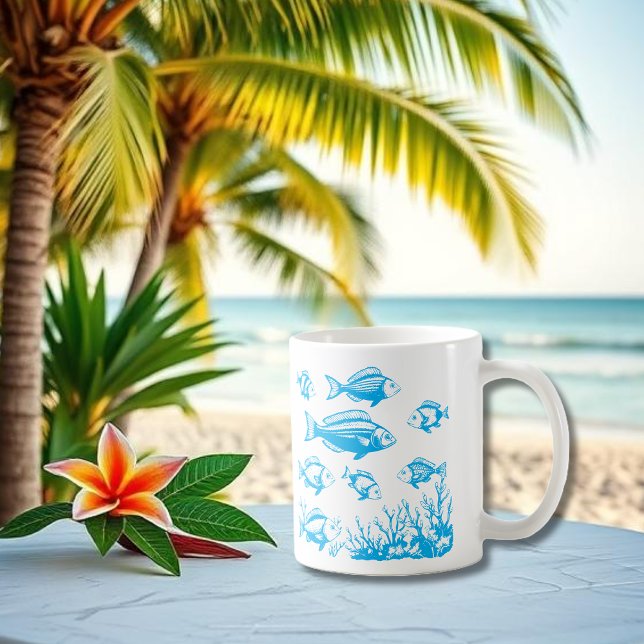 Caneca Pesca Sob A Tendência Do Estilo Dos Pescadores De  (Fishes Fisherman Trend Beach Summer Mug)
