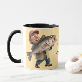 Caneca Pescador bonito/feliz com café mágico de peixe gra