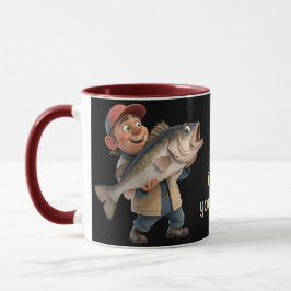 Caneca Pescador bonito/feliz com café mágico de peixe gra