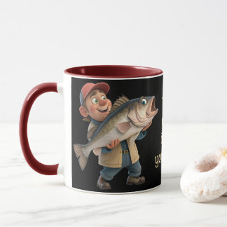 Caneca Pescador bonito/feliz com café mágico de peixe gra