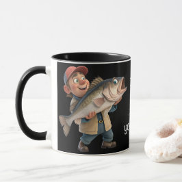 Caneca Pescador bonito/feliz com café mágico de peixe gra