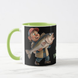Caneca Pescador bonito/feliz com café mágico de peixe gra