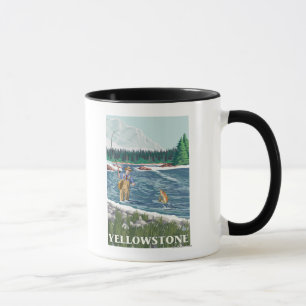 Caneca Pescador da mosca - parque nacional de Yellowstone