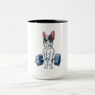 Caneca Peso do Bulldog Francês Levantando Presente Engraç