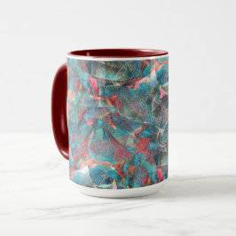 Caneca Pêssego avermelhado e manchas cianas na parede ásp