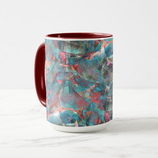 Caneca Pêssego avermelhado e manchas cianas na parede ásp (Frente Esquerda)