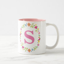 Caneca pessoal para ela, inicial quadro floral