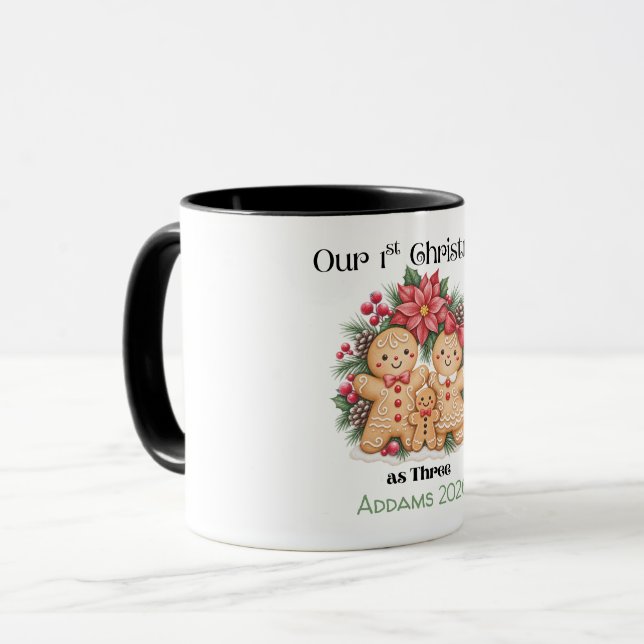Caneca Pessoas de Pão de Mel Nosso 1º Natal como Presente (Frente Esquerda)