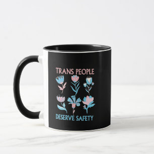 Caneca Pessoas Trans Merecem Orgulho de Segurança Mês LGB