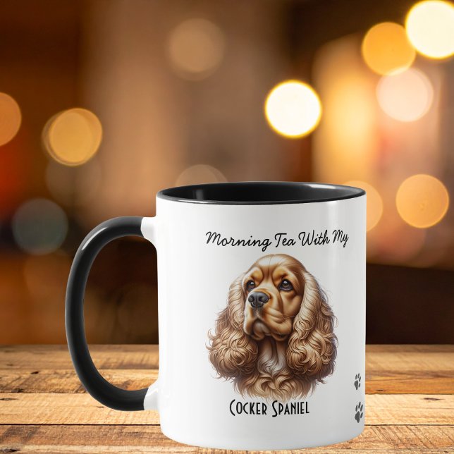 Caneca  Pet Cocker Spaniel Paws Brown Personalize (Personalize this fun Cocker Spaniel Mug, add your pets photo and name in the center of mug)