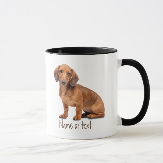 Caneca Pet de Cachorro Daschund de Aquarela Personalizado (Direita)