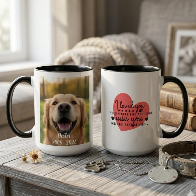 Caneca Pet Memorial Sympathy Gift Loved Your Whole Life (Pet memorial dog loss photo sympathy mug)
