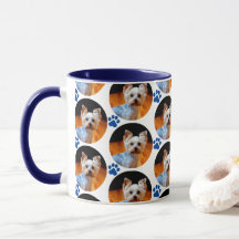 Pet Modern Photo Blue Paw Pattern Mug