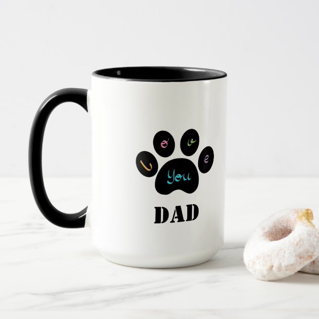 Caneca Pet Paw Dog / Cat ama você PAI Coffee Mug (Com Donut)