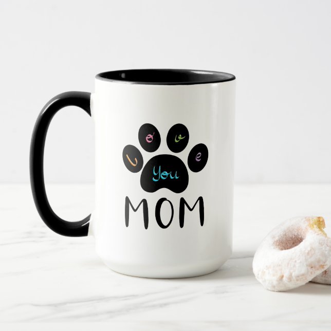 Caneca Pet Paw Dog Cat te ama Coffee Mug (Com Donut)