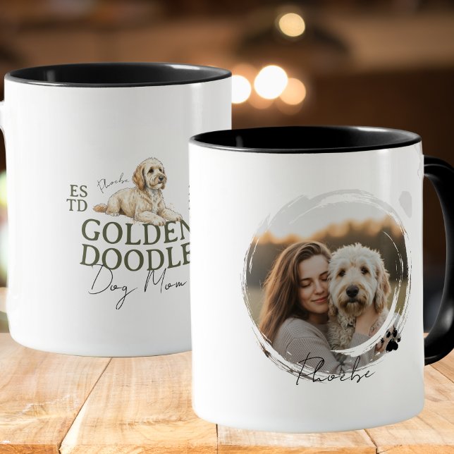 Caneca Pet Portrait Personalizado Cachorro Mãe Doodle Our (Elevate your kitchen set with this Custom Pet Portrait Dog Mom Golden Doodle mug! )