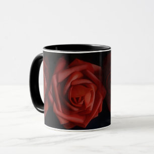 Caneca Pétalas Florais Arte de Flores Rosas Vermel