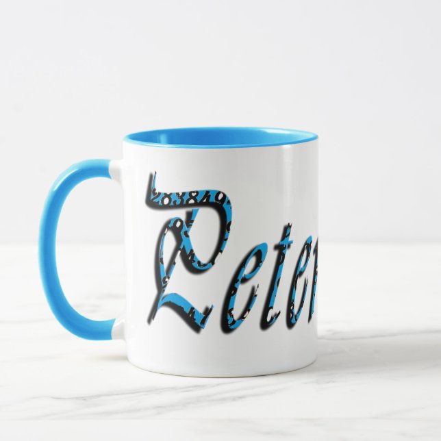Caneca Peter, Nome, Logotipo, Blue Combo Coffee Mug (Esquerda)