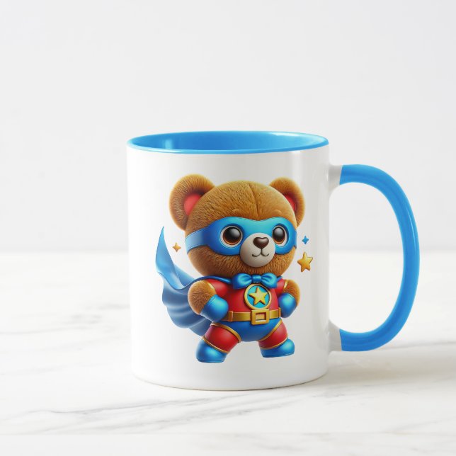 Caneca Petit ourson super-héros courageux. (Direita)