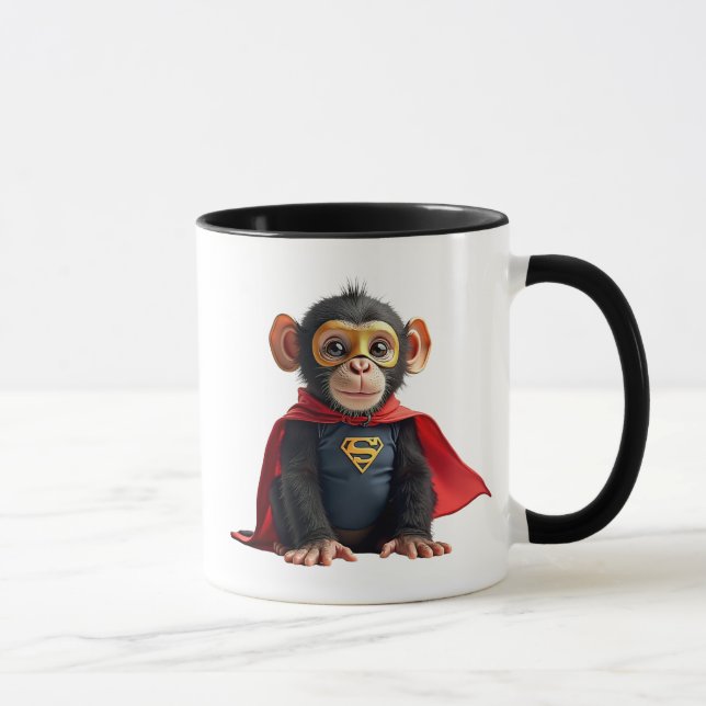 Caneca Petit singe masqué avec une cape. (Direita)