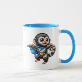 Caneca Petit singe super-héros tout mignon.