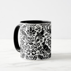 Caneca Pheasant and Hare Patterno, Branco e Preto