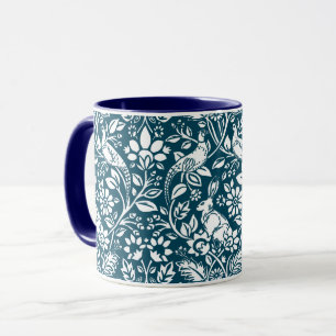 Caneca Pheasant and Hare Patterno, Indigo Blue & White