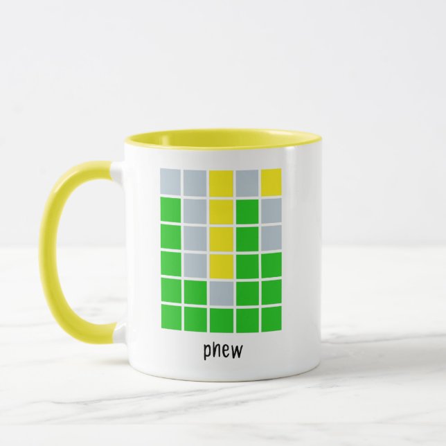 Caneca Phew Wordle dom Phew, presente de aniversário (Esquerda)