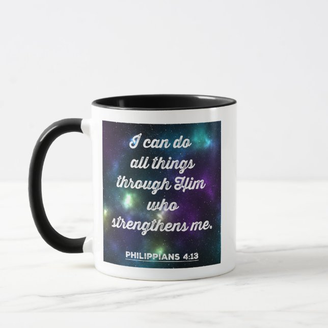 Caneca Philippians 4:13 Bíblia Verse (Esquerda)