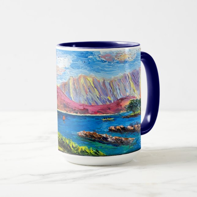 Caneca Philippians 4:13 Hawaiian Mountain of Strength (Frente Esquerda)