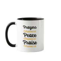 Caneca Philippians 4:6-8 Orações, Paz, Louvor