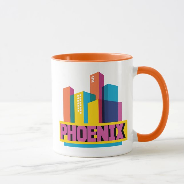 Caneca Phoenix, skyline de néon da arizona | (Direita)
