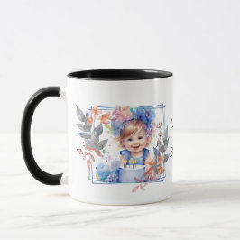Caneca Photo with square flower frame