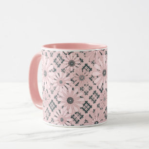 Caneca Pi floral abstrato moderno de xadrez de verificaçã