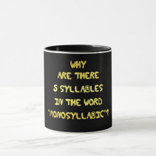 Caneca Piada de Ortografia Engraçada de 5 Sílabas