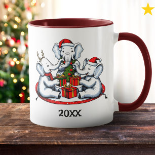 Caneca Piada de Troca de Presente de Elefante Branco Fofo