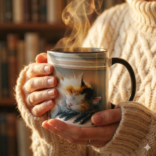 Caneca Piano de Casa de Gato Ensolarado Sonho Cottagecore