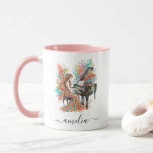 Caneca Piano de Cauda Personalizado Artístico Colorido Se
