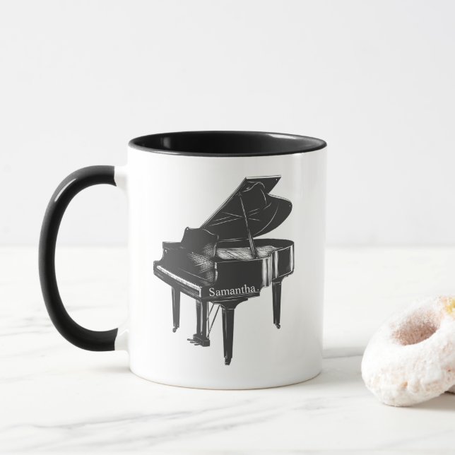 Caneca Piano Grande Com Nome Professor Pianista (Com Donut)
