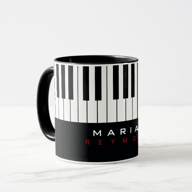 Caneca Piano Mug Moderno com Nome (Frente Esquerda)