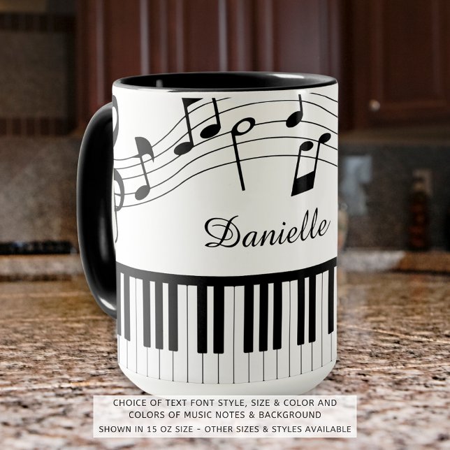 Caneca Piano Music Notes Personalizadas Cores Personaliza (Criador carregado)