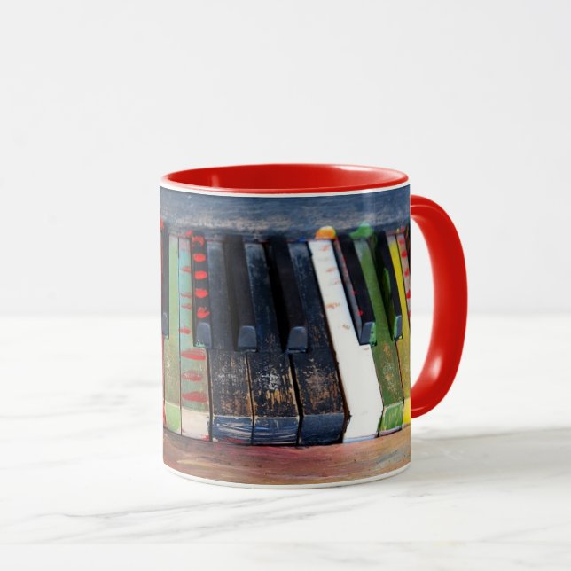 Caneca Piano Pintado Musical Keys Coffee Mug (Frente Esquerda)