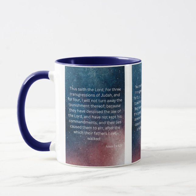 Caneca Pic de Escritura de Bíblia Amos 2:4 KJV, Mug de Do (Esquerda)