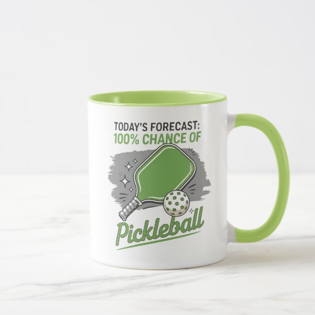 Caneca Pickleball Engraçado Previsão de hoje de 100% (Direita)