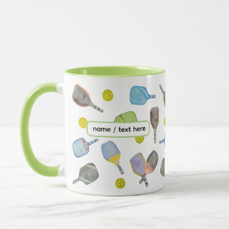 Caneca Pickleball Mug - Padrão Engraçado de Paddle