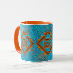 Caneca Picos da Montanha do Sudoeste Turquesa Geométrico