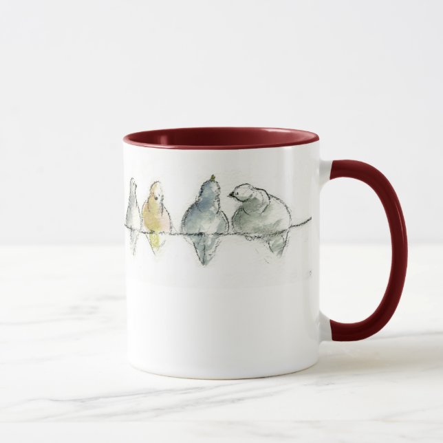 Caneca pidgeons em um fio (Direita)